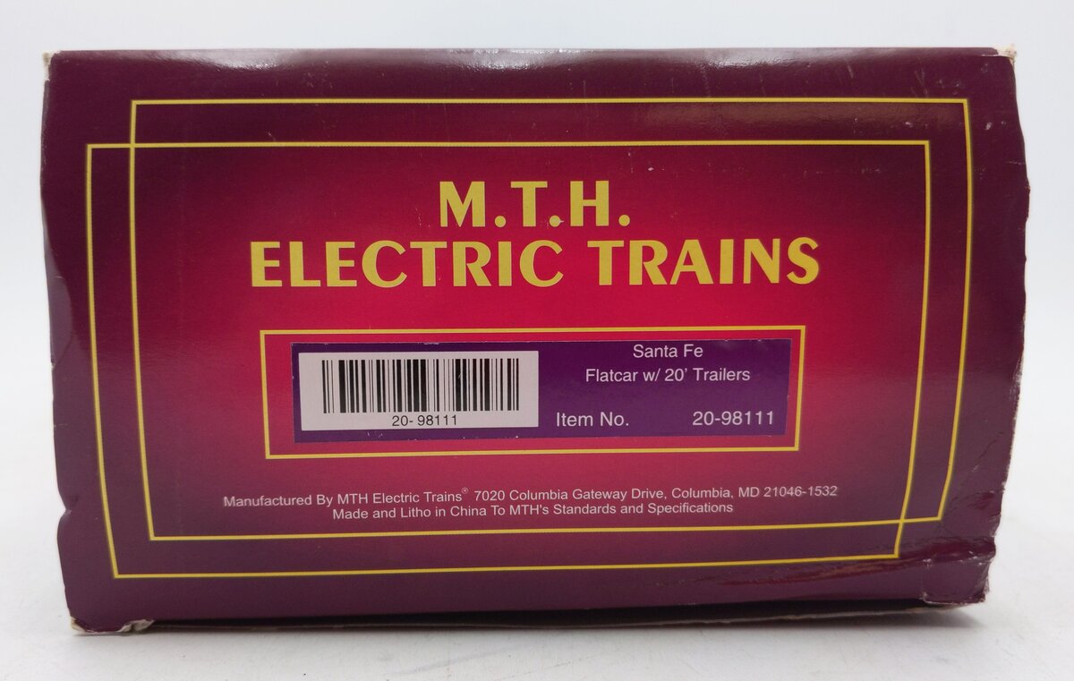 MTH 20-98111 Santa Fe Flatcar with 2 Santa Fe Trailers EX/Box
