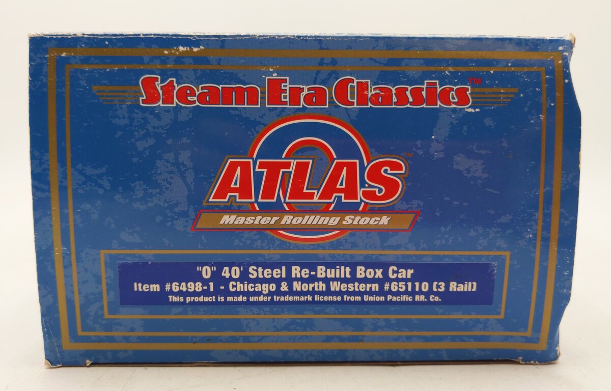 Atlas 6498-1 O Gauge C&NW 40' Steel Re-Built Boxcar #65110 (3-Rail) LN/Box