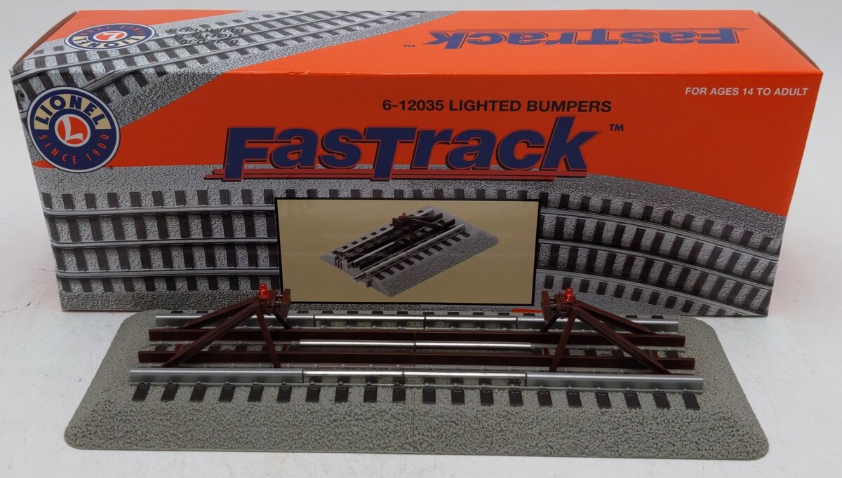 Lionel 6-12035 O Gauge FasTrack Lighted Bumpers (Pack of 2) EX/Box