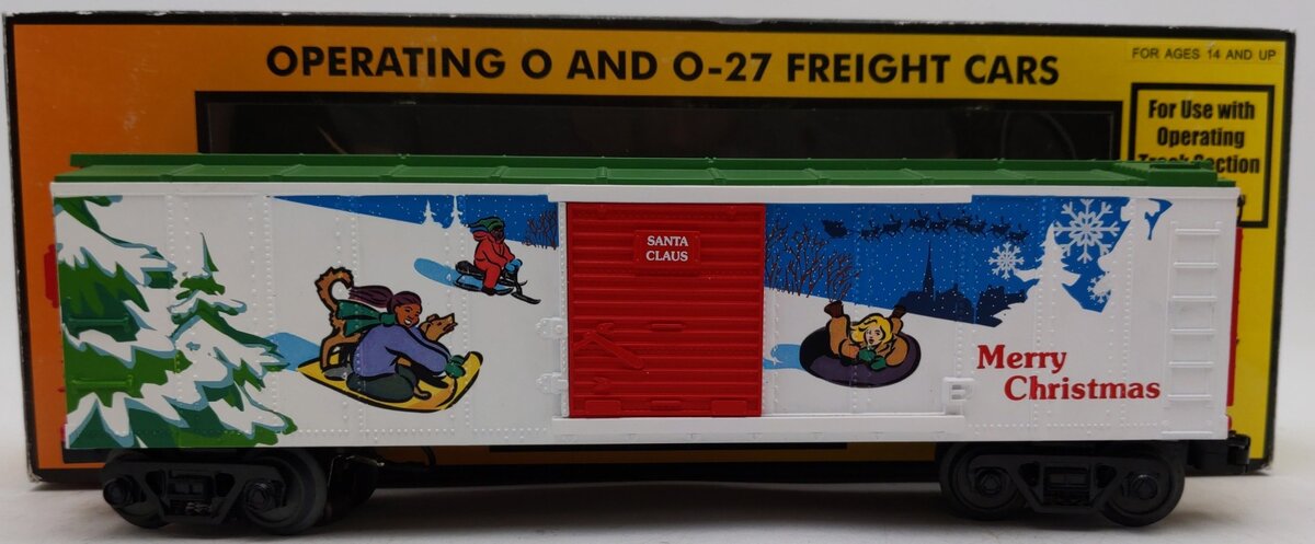 MTH 30-79261 Christmas Operating Box Car w/Signal Man EX/Box