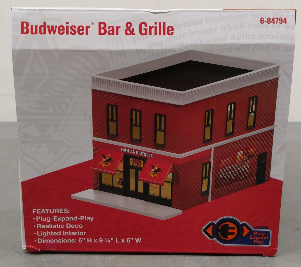 Lionel 6-84794 O Budweiser Bar & Grille Building Kit 6" x 9.2" x 6" EX/Box
