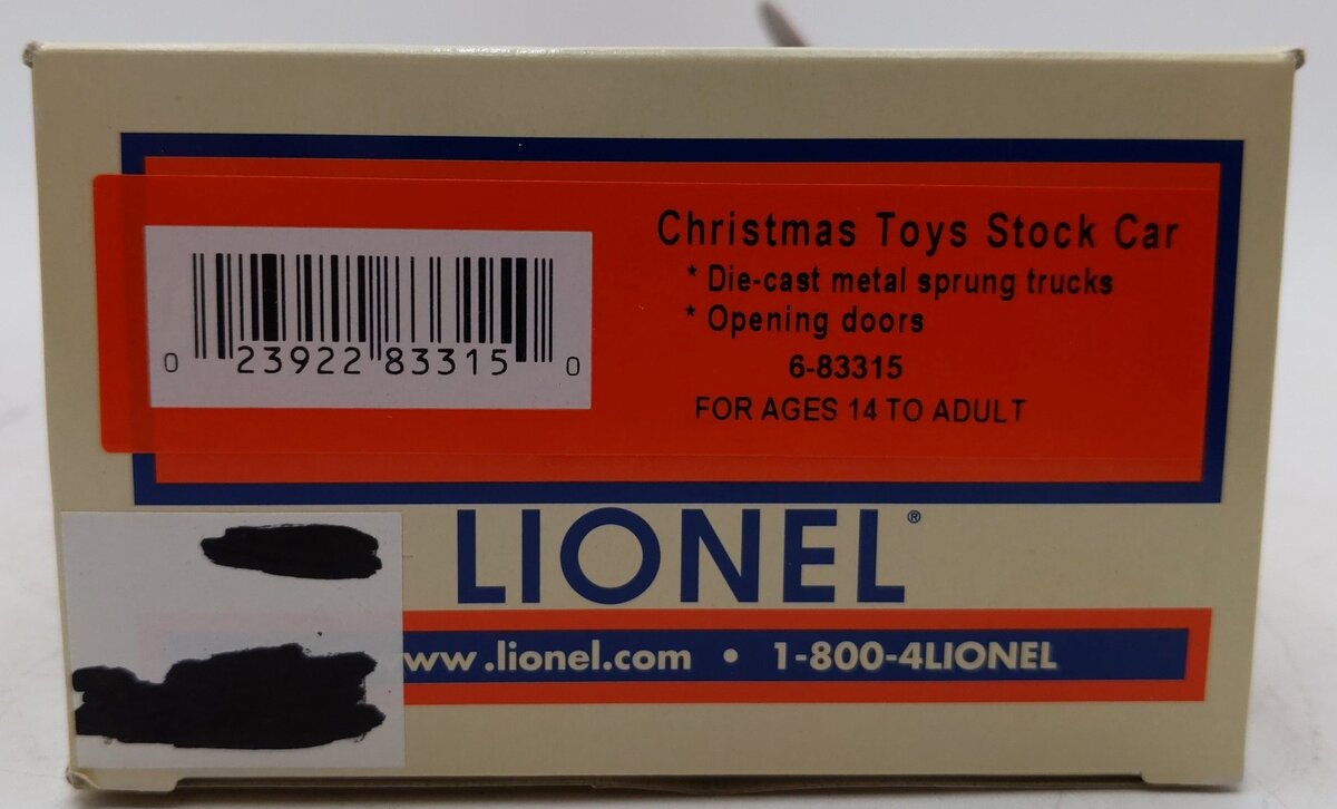 Lionel 6-83315 O Christmas Toys Stock Car        EX/Box