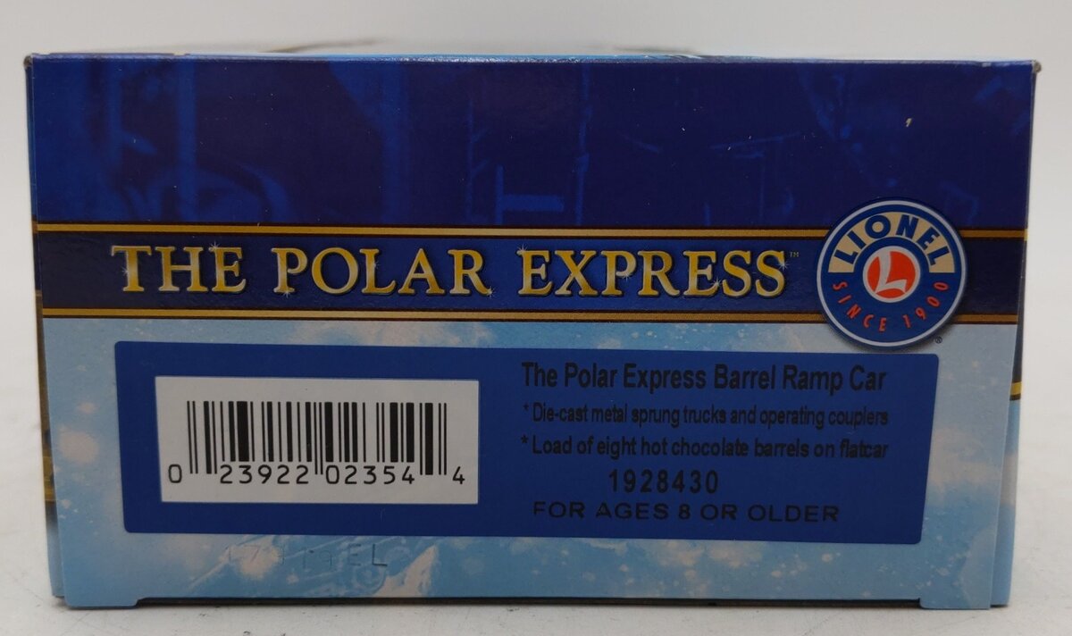 Lionel 1928430 O The Polar Express Barrel Ramp Car EX/Box