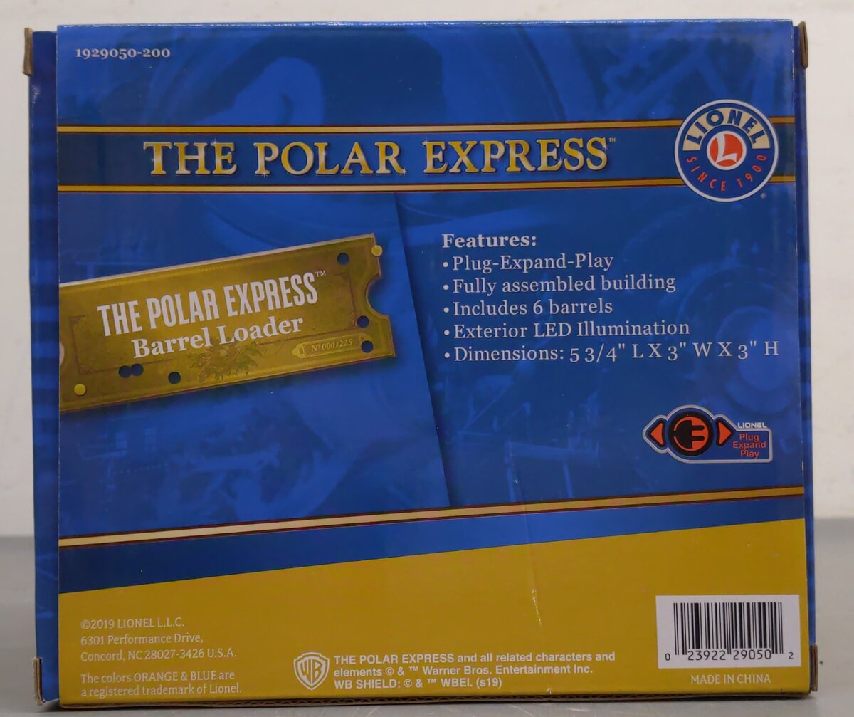 Lionel 1929050 O Scale The Polar Express Barrel Loader Building EX/Box