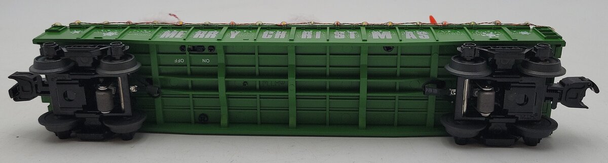 MTH 30-72211 O Christmas Green Gondola w/ LED Xmas Lights & Lighted Snowmen LN/Box