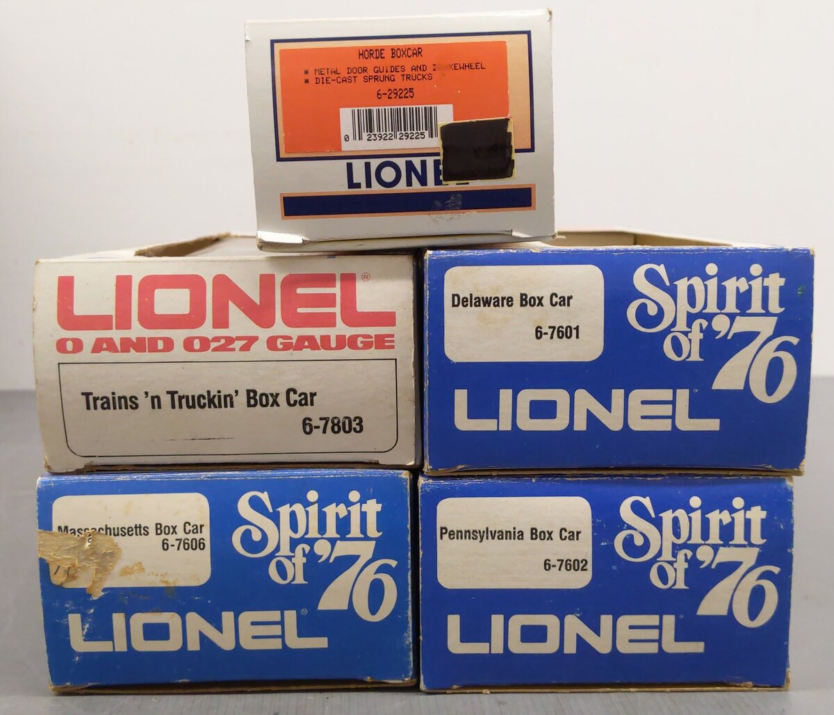 Lionel O Gauge Assorted Freight Cars #7606,7602,7601,7803,1997 [5] VG/Box