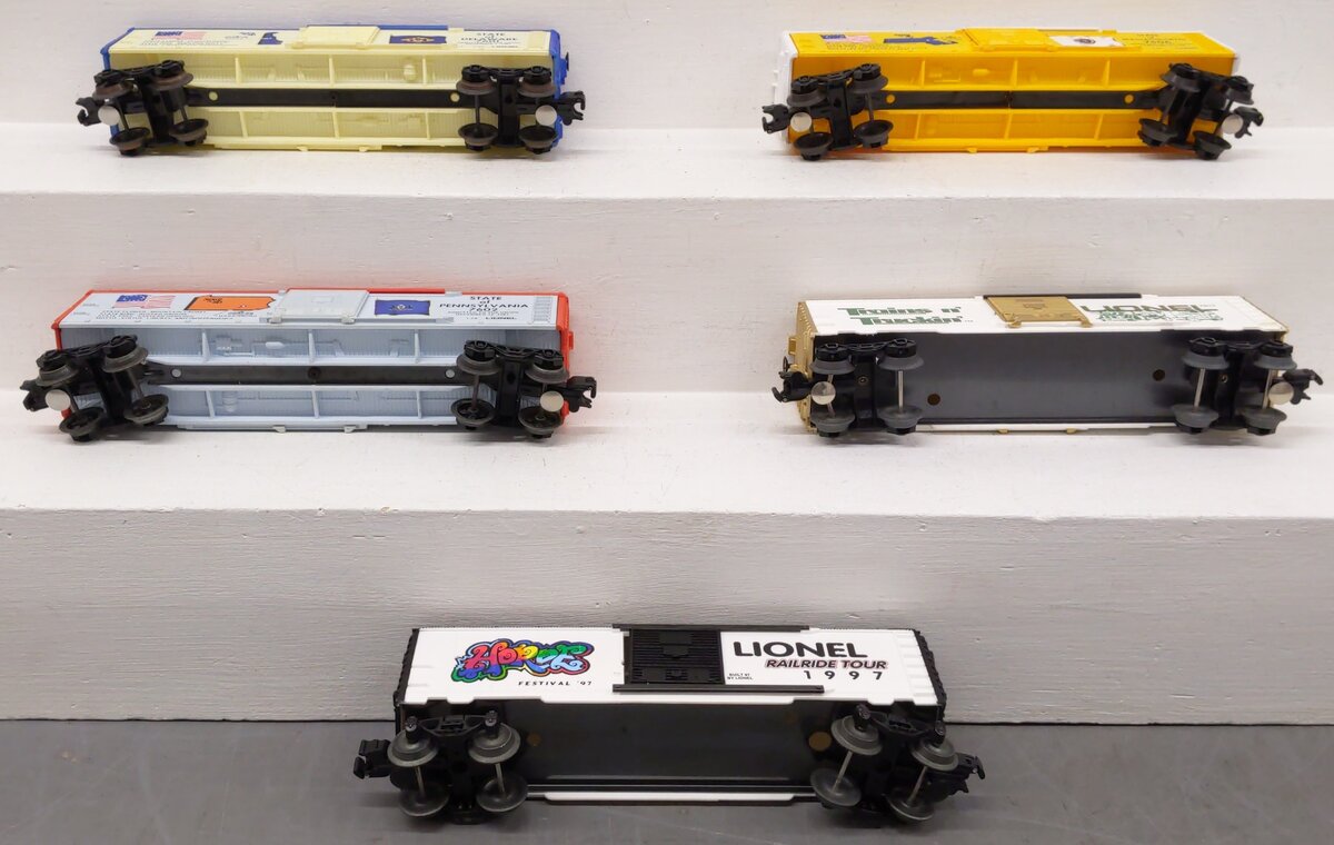 Lionel O Gauge Assorted Freight Cars #7606,7602,7601,7803,1997 [5] VG/Box