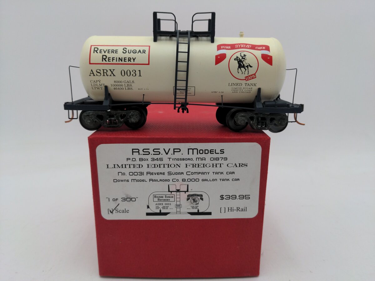 Downs Model RR 0031 S Gauge Revere Sugar Company Tank Car (Scale) VG/Box