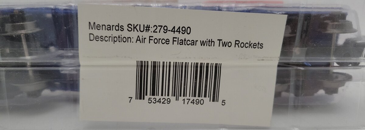 Menards 279-4490 O Gauge United States Air Force Flat Car w/ 2 Rockets #4180 EX