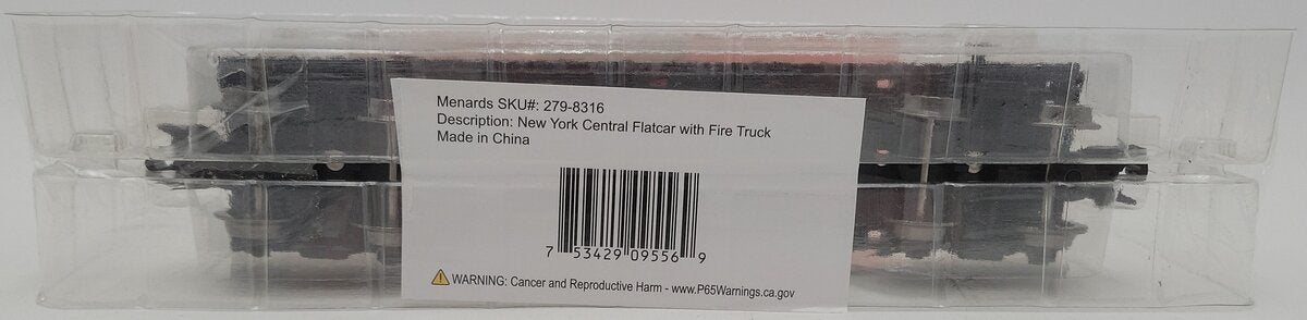 Menards 279-8316 O Gauge New York Central Flatcar W/ Fire Truck NIB