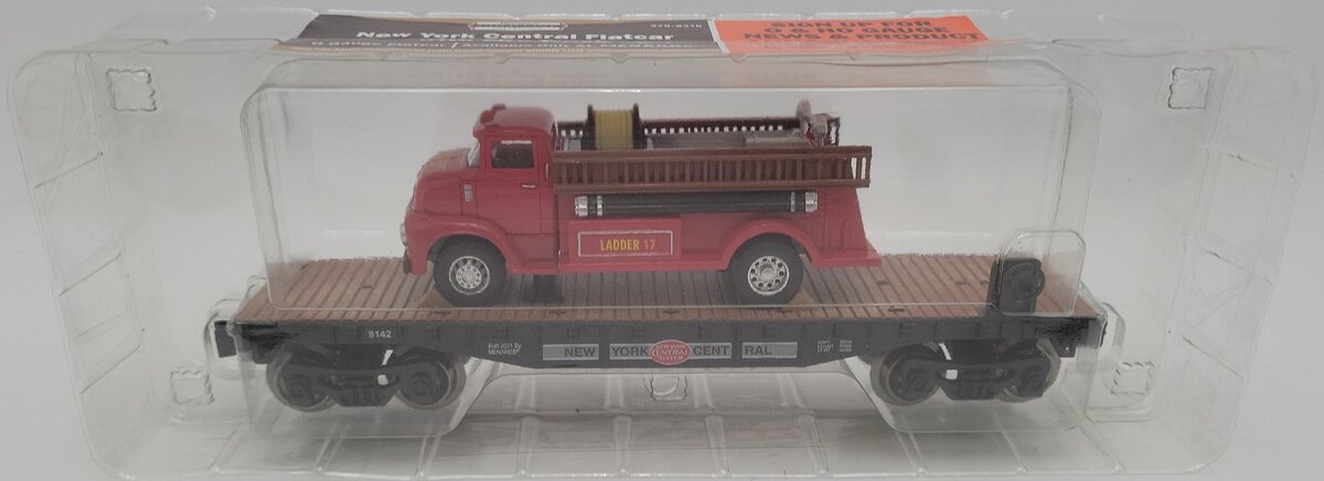 Menards 279-8316 O Gauge New York Central Flatcar W/ Fire Truck NIB