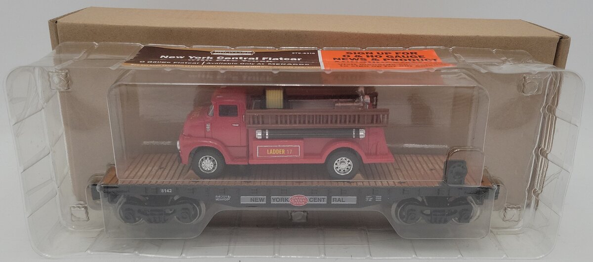 Menards 279-8316 O Gauge New York Central Flatcar W/ Fire Truck NIB