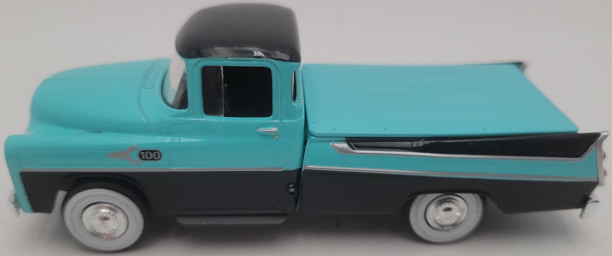 Menards 1:48 Die-Cast 1957 Dodge Sweptside Teal Pickup Truck EX/Box
