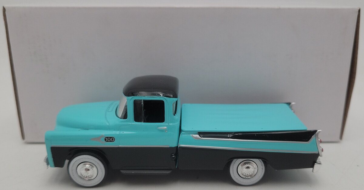 Menards 1:48 Die-Cast 1957 Dodge Sweptside Teal Pickup Truck EX/Box