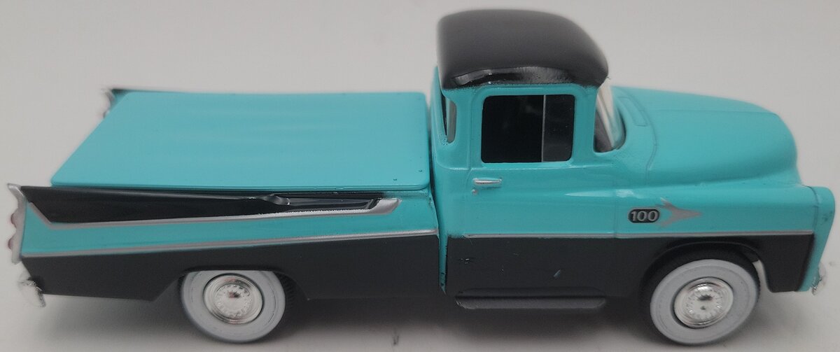 Menards 1:48 Die-Cast 1957 Dodge Sweptside Teal Pickup Truck EX/Box
