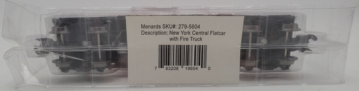 Menards 279-5604 O New York Central Flatcar w/ Fire Truck NEW