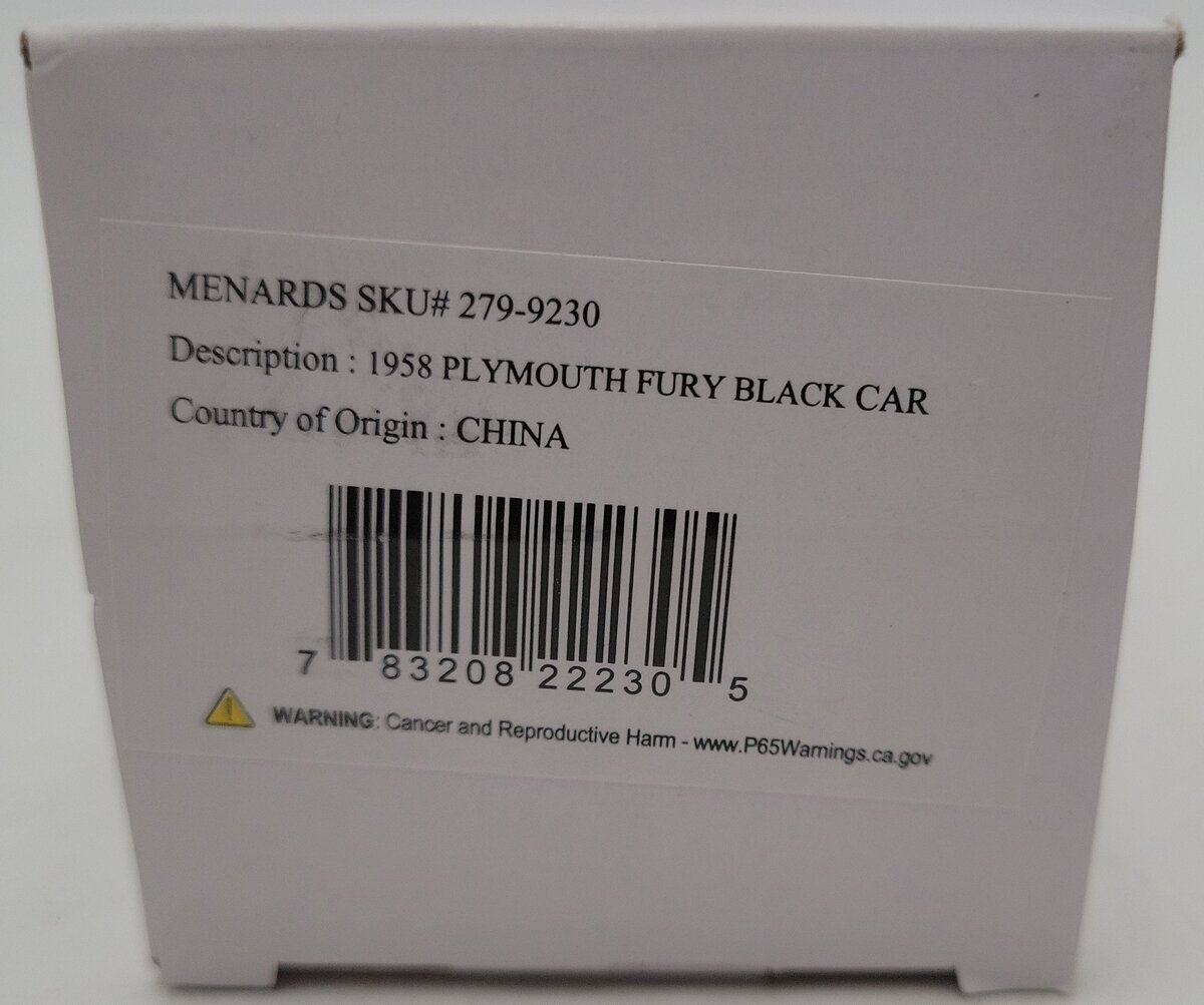 Menards 1:48 1958 Plymouth Fury Black Car EX/Box