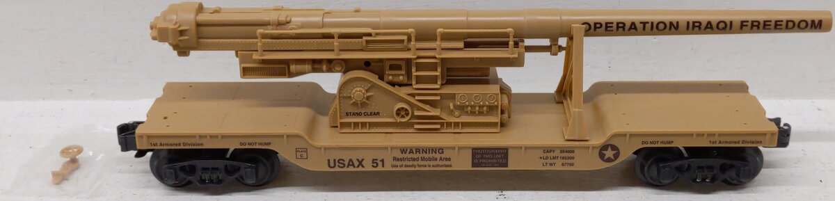 K-Line K662-8020 O Operation Iraqi Freedom US Army Cannon Mounted on Flat Car EX/Box