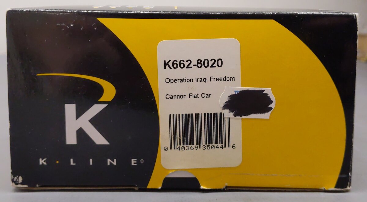 K-Line K662-8020 O Operation Iraqi Freedom US Army Cannon Mounted on Flat Car EX/Box