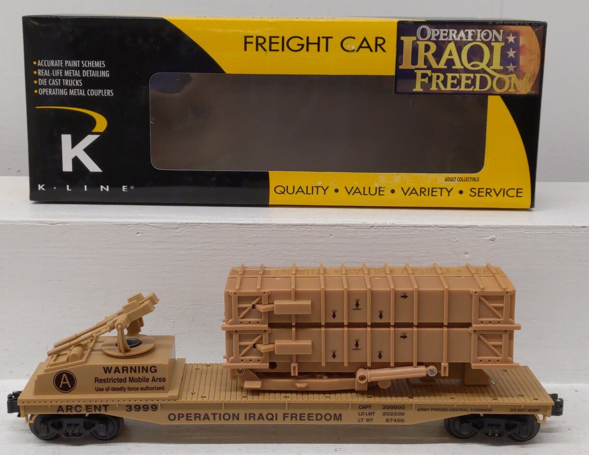K-Line K691-8029 O Operation Iraqi Freedom Flatcar w/ Patriot Missile Battery EX/Box