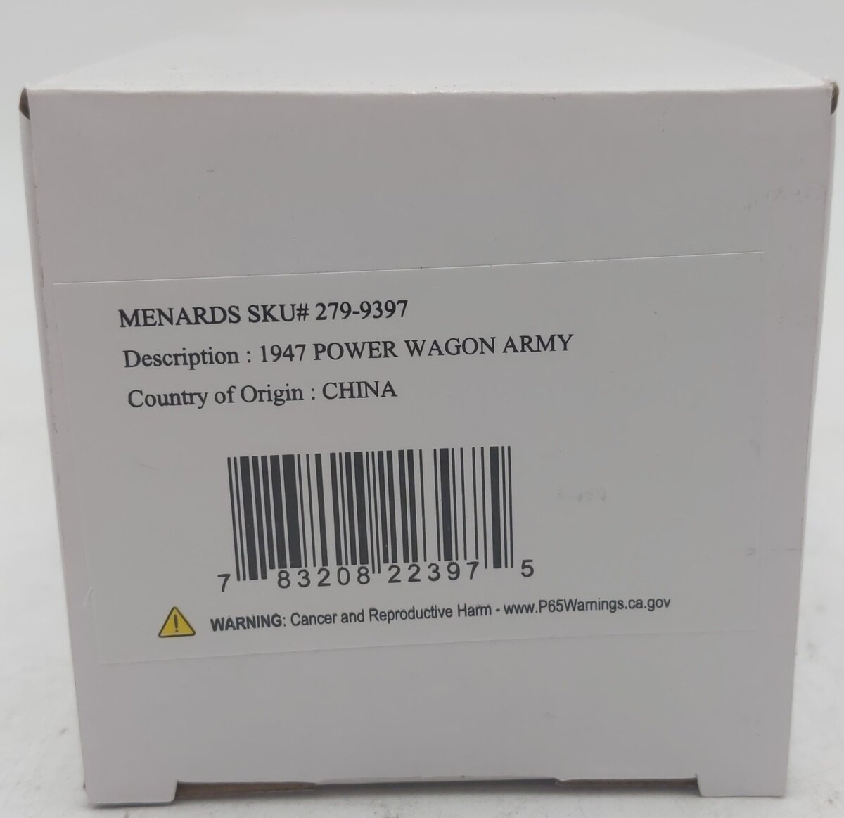 Menards 279-9397 1:48 Die Cast 1947 Power Wagon Army EX/Box