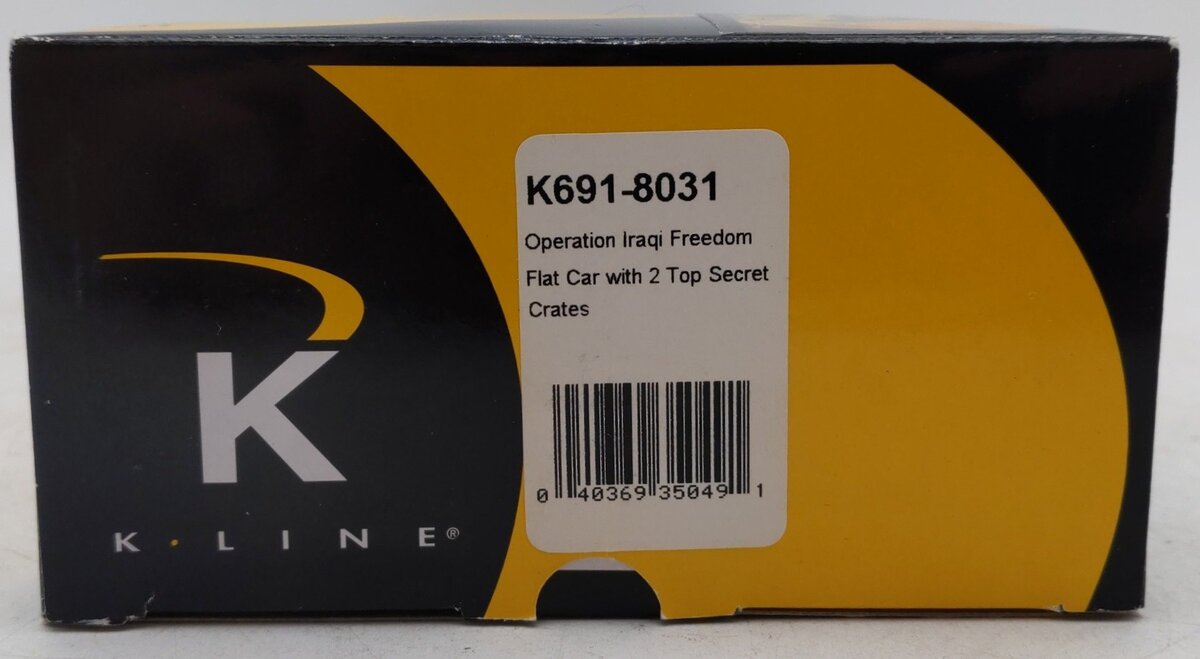 K-Line K691-8031 O Gauge Operation Iraqi Freedom Flatcar w/2 Top Secret Crates EX/Box
