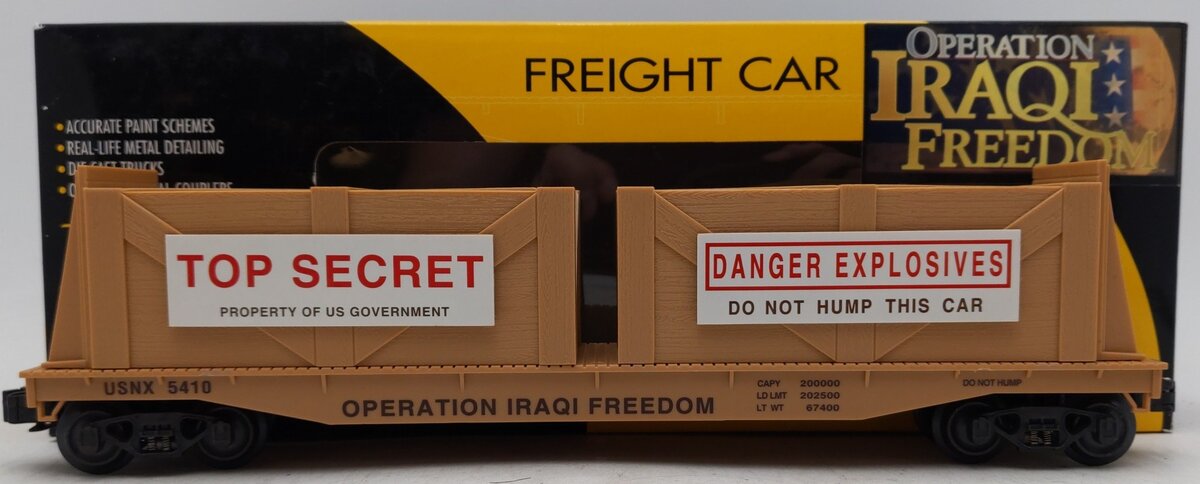 K-Line K691-8031 O Gauge Operation Iraqi Freedom Flatcar w/2 Top Secret Crates EX/Box