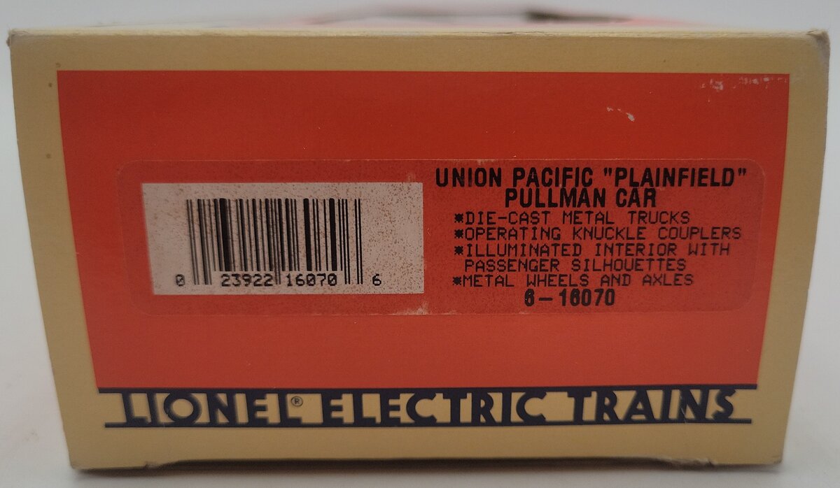 Lionel 6-16070 O Gauge Union Pacific "Plainfield" Pullman Car #6070 EX/Box