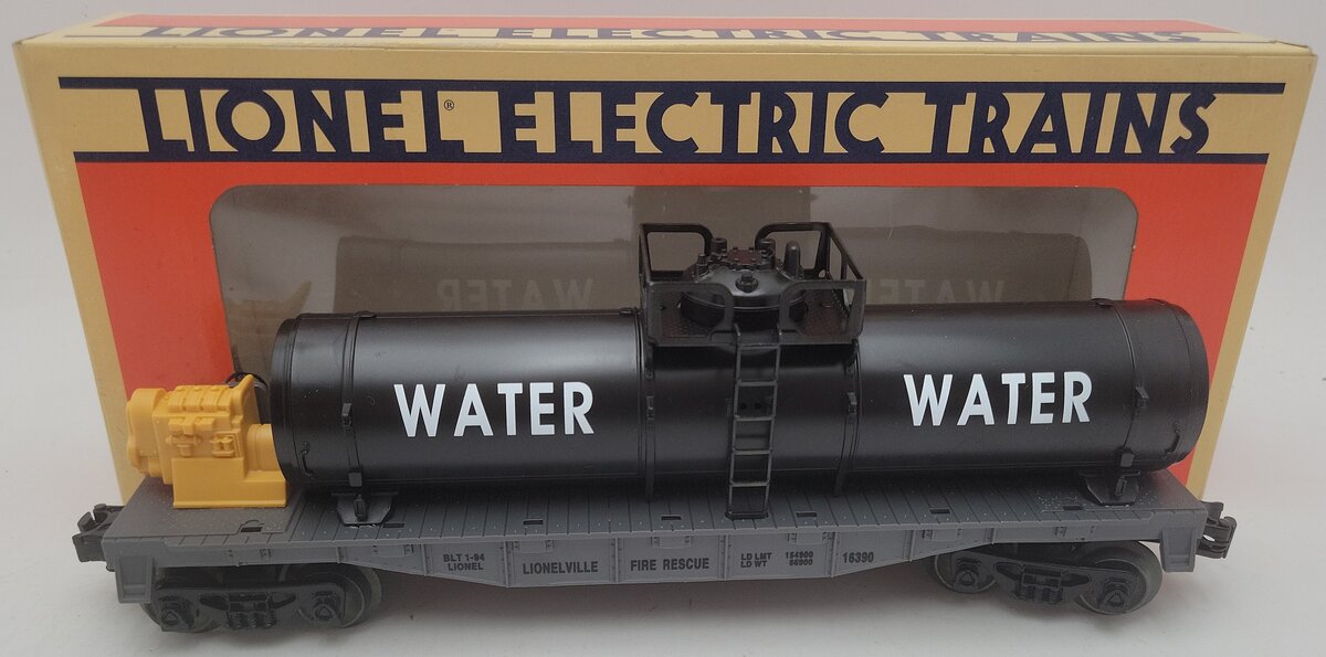 Lionel 6-16390 O Gauge Lionelville Fire Rescue Flatcar w/Water Tank EX/Box