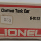 Lionel 6-9153 O Gauge Chevron Single Dome Tank Car VG/Box