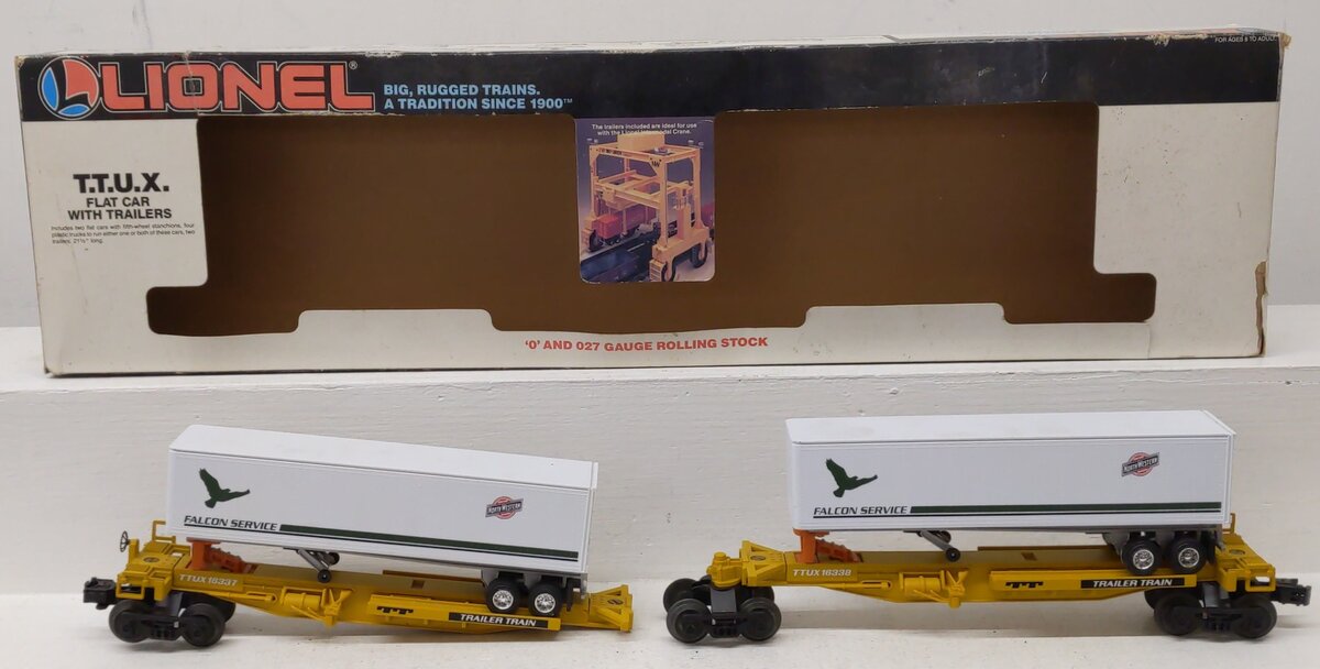 Lionel 6-16334 O Chicago & Northwestern TTUX Flat Cars with Trailers VG/Box