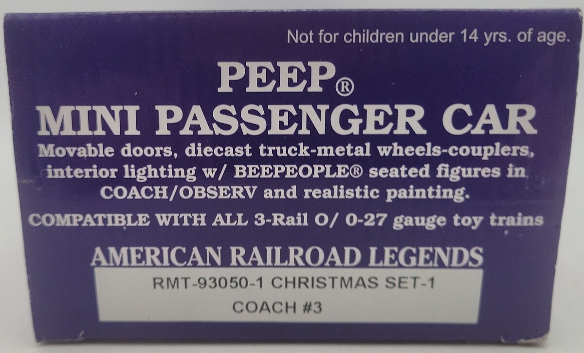 RMT 93050-1 O Gauge Peep Mini Christmas Coach Car #3 EX/Box