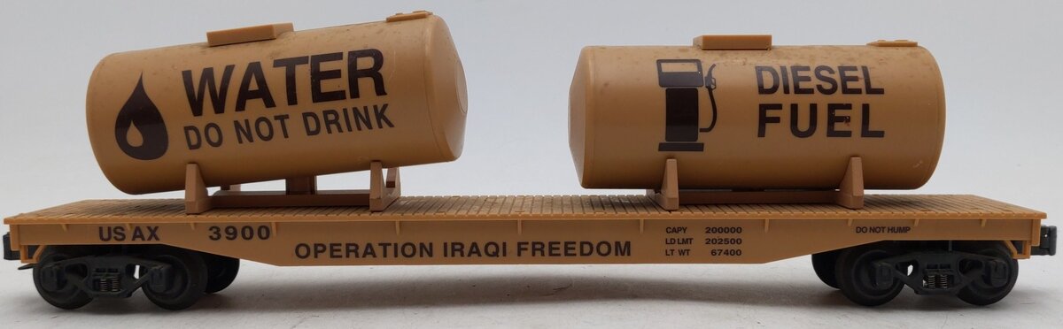 K-Line K691-8028 O Gauge Operation Iraqi Freedom Flatcar with 2 Tanks VG