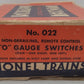 Lionel O22 Vintage O Left-Hand & Right-Hand Remote Control Switches (Pair of 2) VG/Box