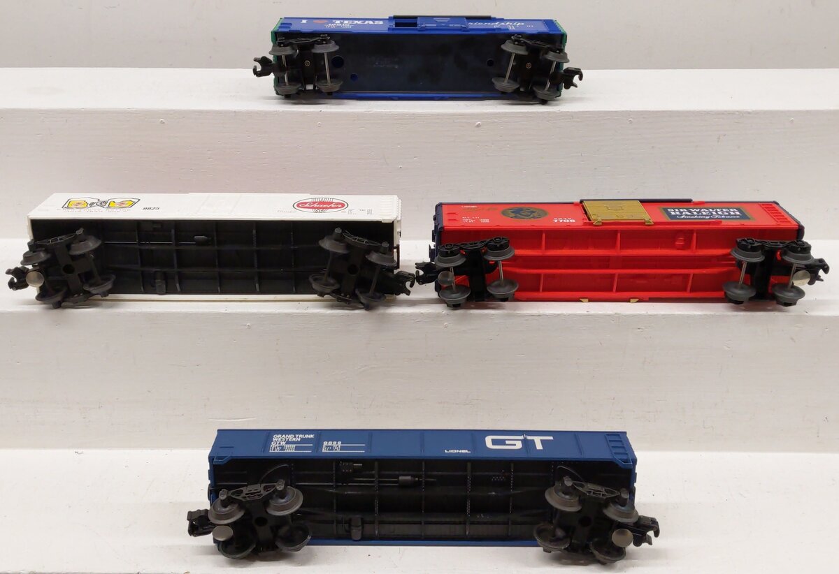 Lionel O Gauge Assorted Freight Cars 6-7706, 6-19915, 6-9822, 6-9825 [4] EX