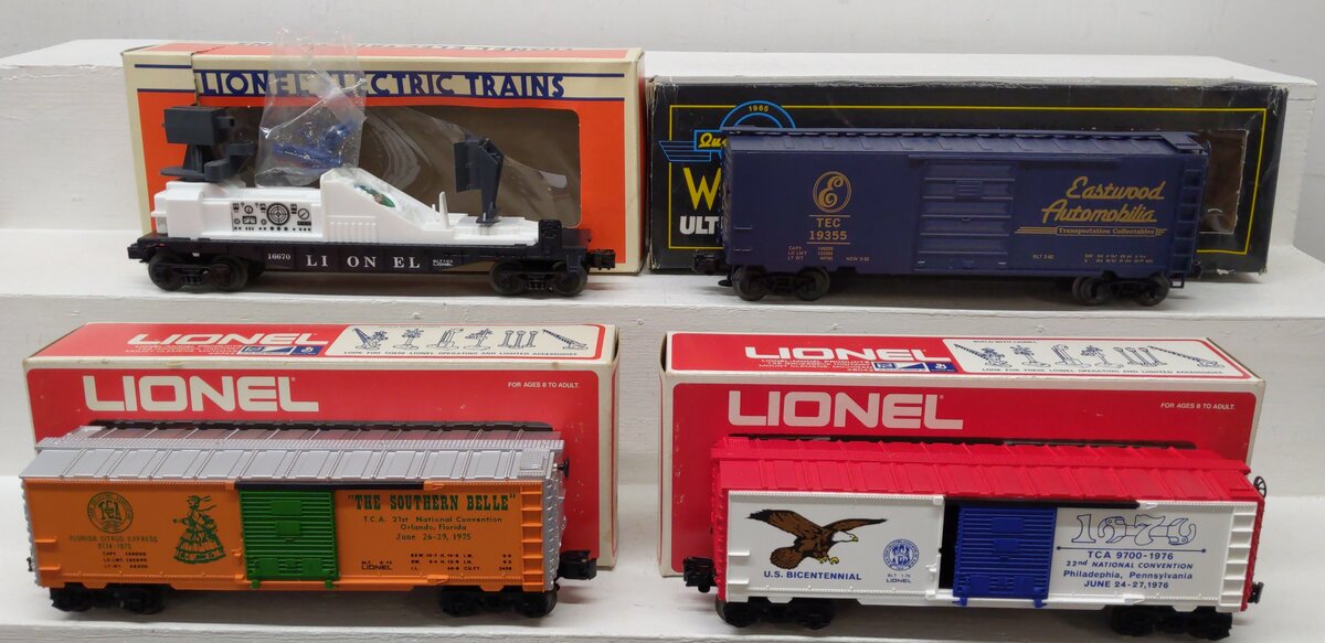Assorted O Gauge Freight Cars 6-9774, 19355, 6-16670, 6-9779 [4] EX/Box