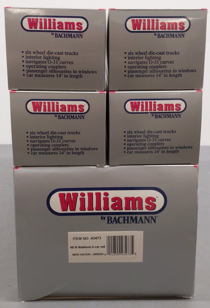 Williams 43473 New Haven 60 Ft. Madison Passenger Car Set (Set of 4) EX/Box
