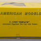 American Models SC6-5T S Gauge Impack 5-Unit Flatcar w/ Trailers EX/Box