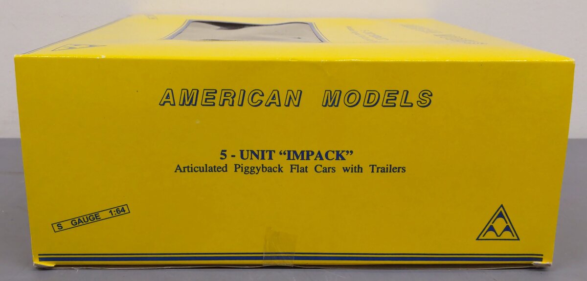 American Models SC6-5T S Gauge Impack 5-Unit Flatcar w/ Trailers LN/Box