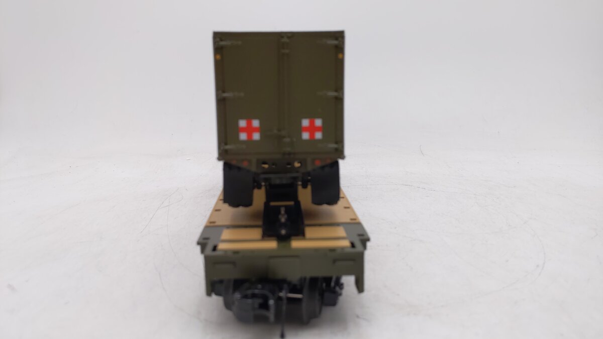 MTH 20-95535 U.S. Army (#1951) Flat car w/(2) PUP Trailers EX/Box