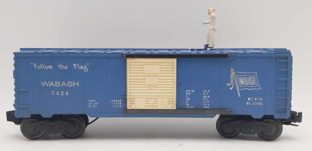 Lionel 3424 Vintage O Wabash Operating Brakeman Car with White Figure VG