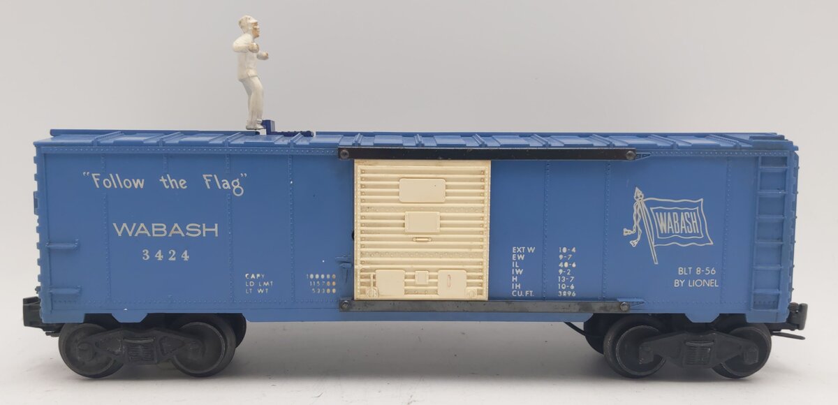 Lionel 3424 Vintage O Wabash Operating Brakeman Car with White Figure VG