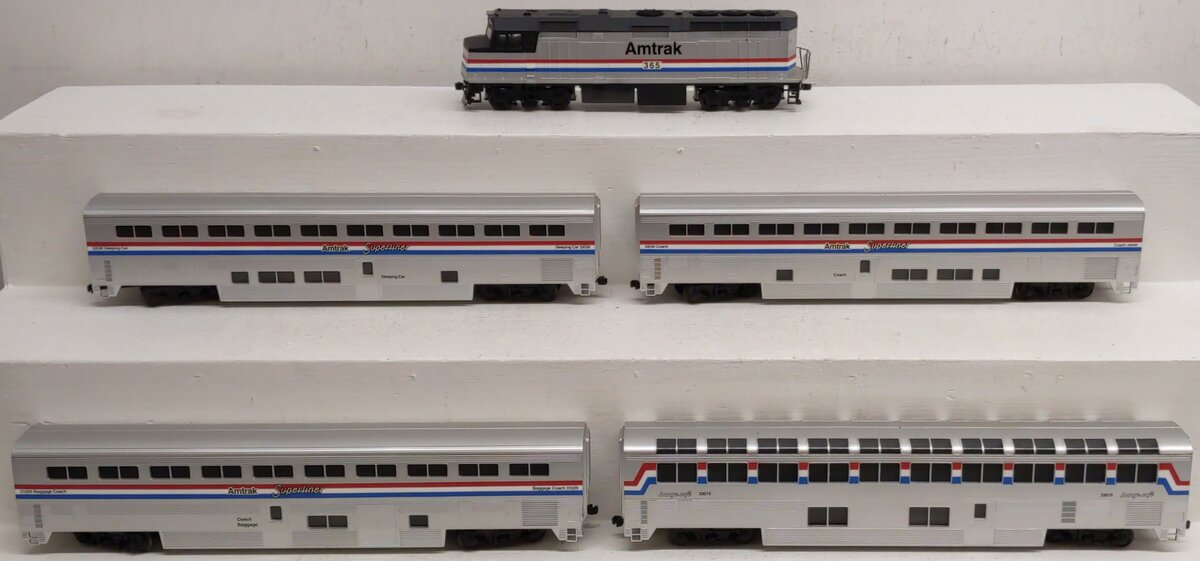 American Models Amtrak Superliner Phase 4 FP-40 S Gauge Diesel Train Set EX