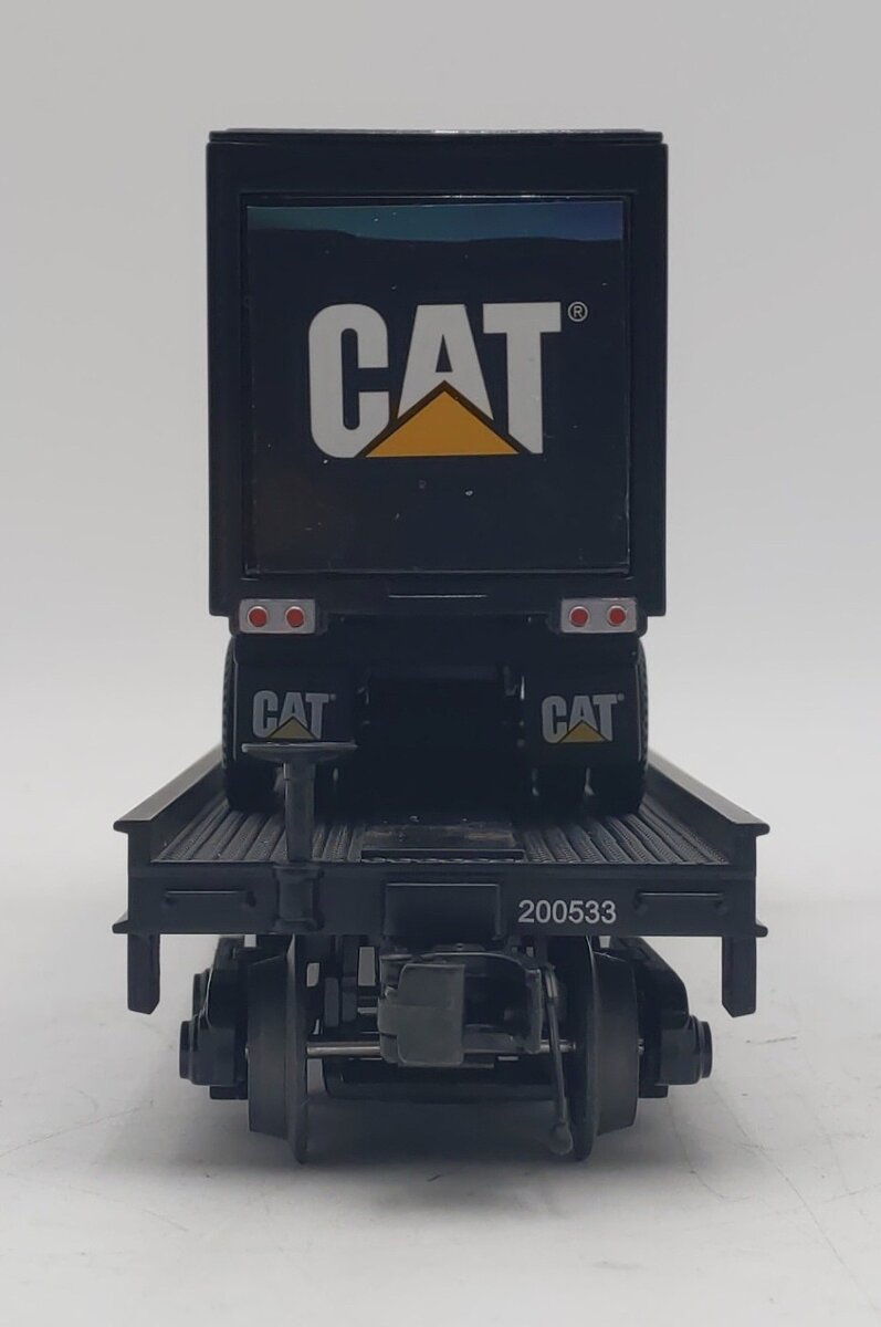 MTH 20-98460 O Gauge Caterpillar Flat Car with 48' Trailer #200532 EX