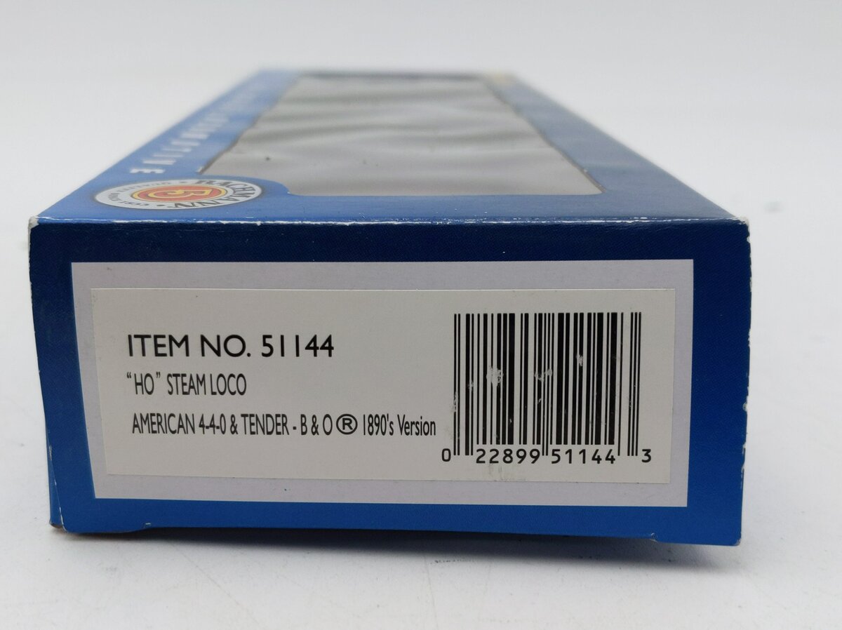Bachmann 51144 HO Baltimore & Ohio 4-4-0 American Steam Locomotive & Tender LN/Box