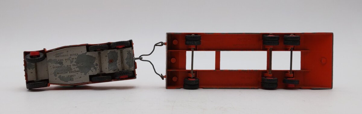 Matchbox K-8 King Size Laing Prime Mover & Transporter w/Caterpillar Tractor VG