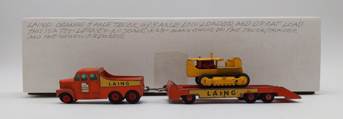 Matchbox K-8 King Size Laing Prime Mover & Transporter w/Caterpillar Tractor VG