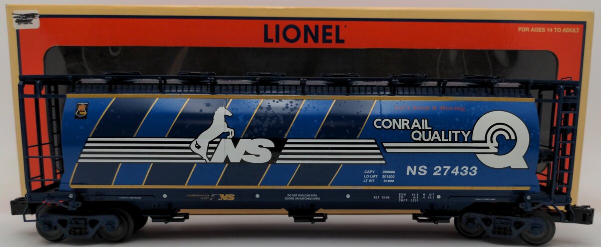 Lionel 6-27433 O Gauge Conrail Heritage Cylindrical Hopper #27433 EX/Box