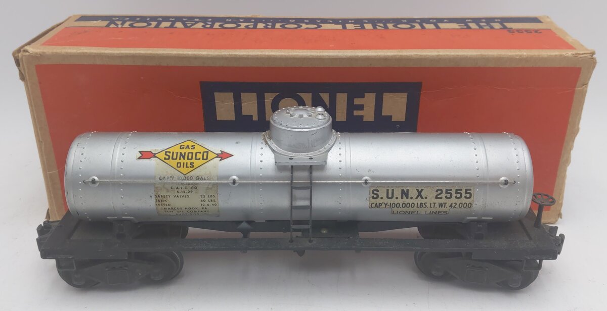 Lionel 2555 Vintage O Sunoco Single Dome Tank Car VG/Box