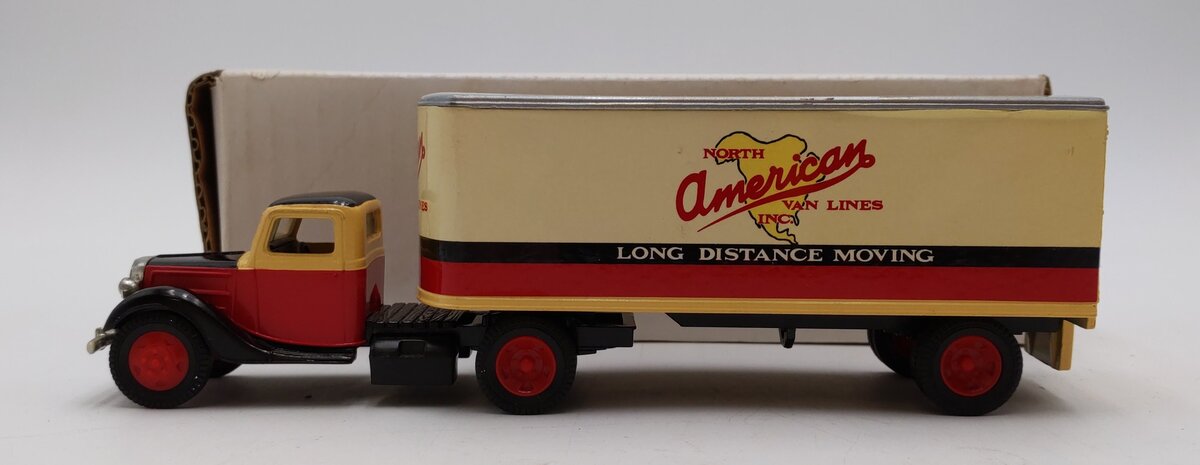 ERTL 1:64 Scale 1937 Ford w/Bank Van Trailer - North American Van Lines LN/Box